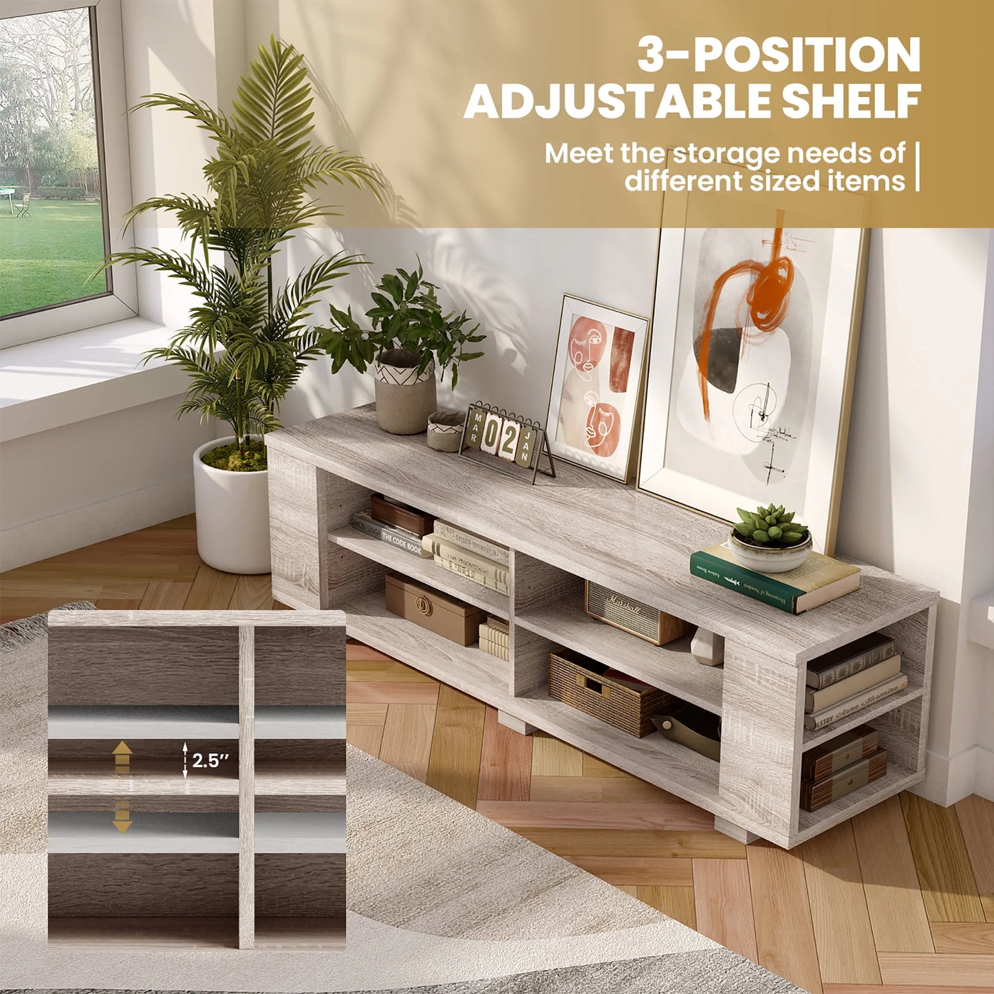 TV Stand Entertainment Media Center Console for Tv'S up to 65'' W/Storage Shelves