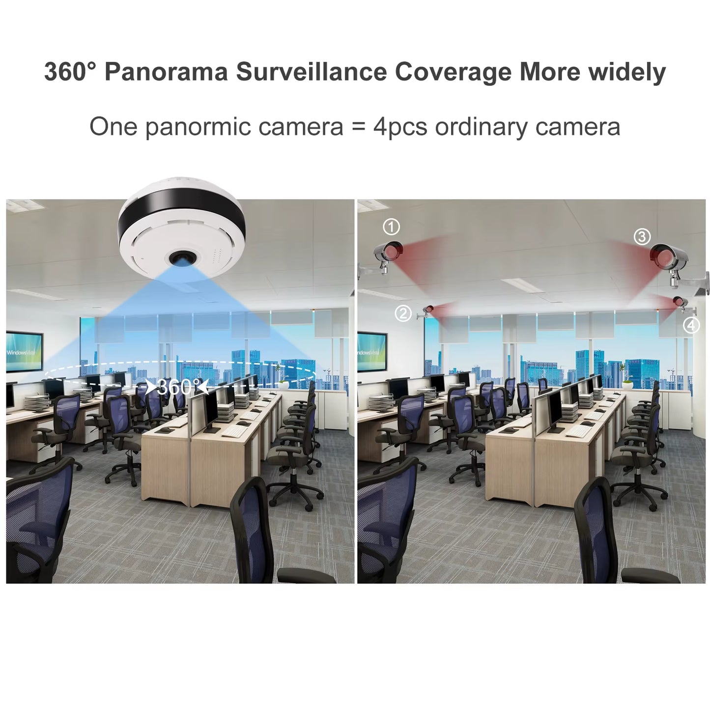 V380 360 Degree Wifi Panoramic Cameras Security Protection Fisheye IP 3MP Smart Home Night Vision CCTV Surveillance Cameras