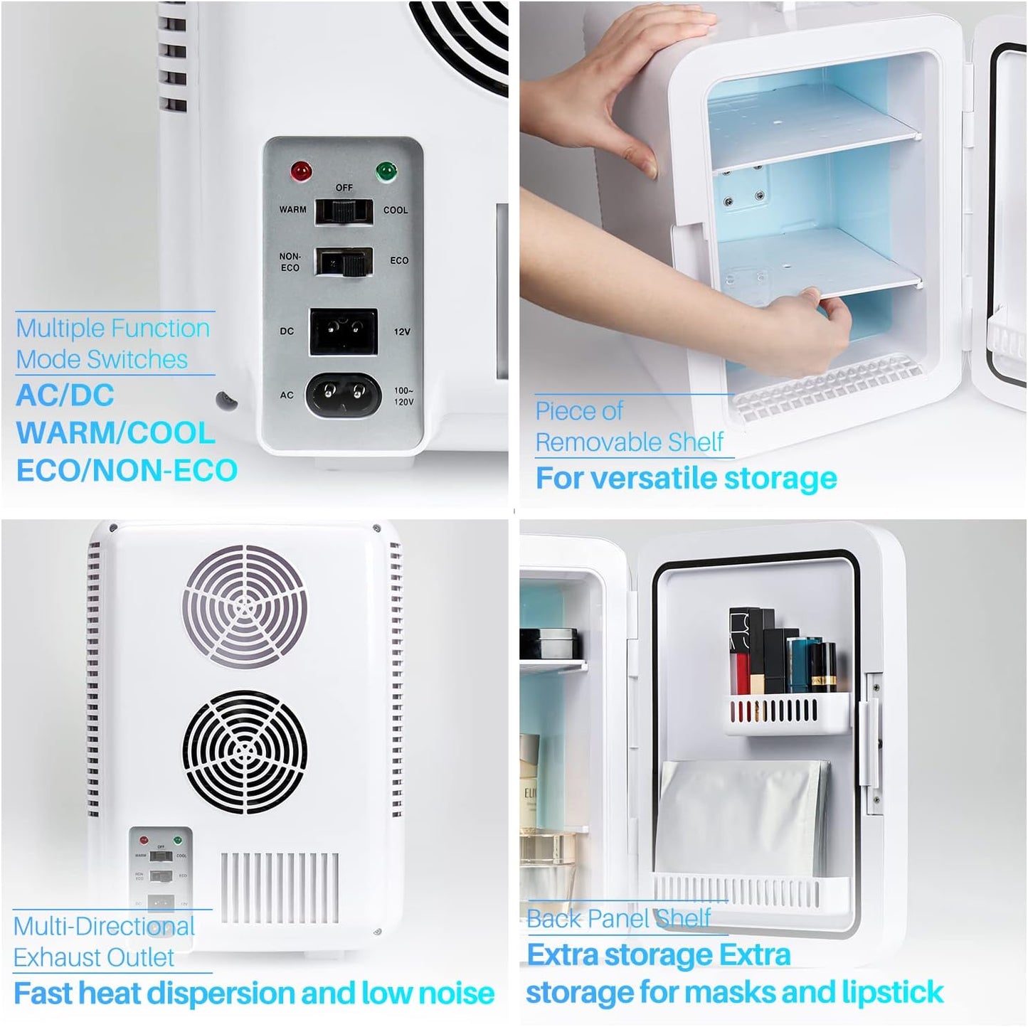 Mini Fridge,15 Can 10 Liter Coolers & Refrigerators Mini Cooler Warmer, AC/DC Thermoelectric Skincare Fridge for Beverage, Bedroom,Office,Travel,Etl Listed (Black)