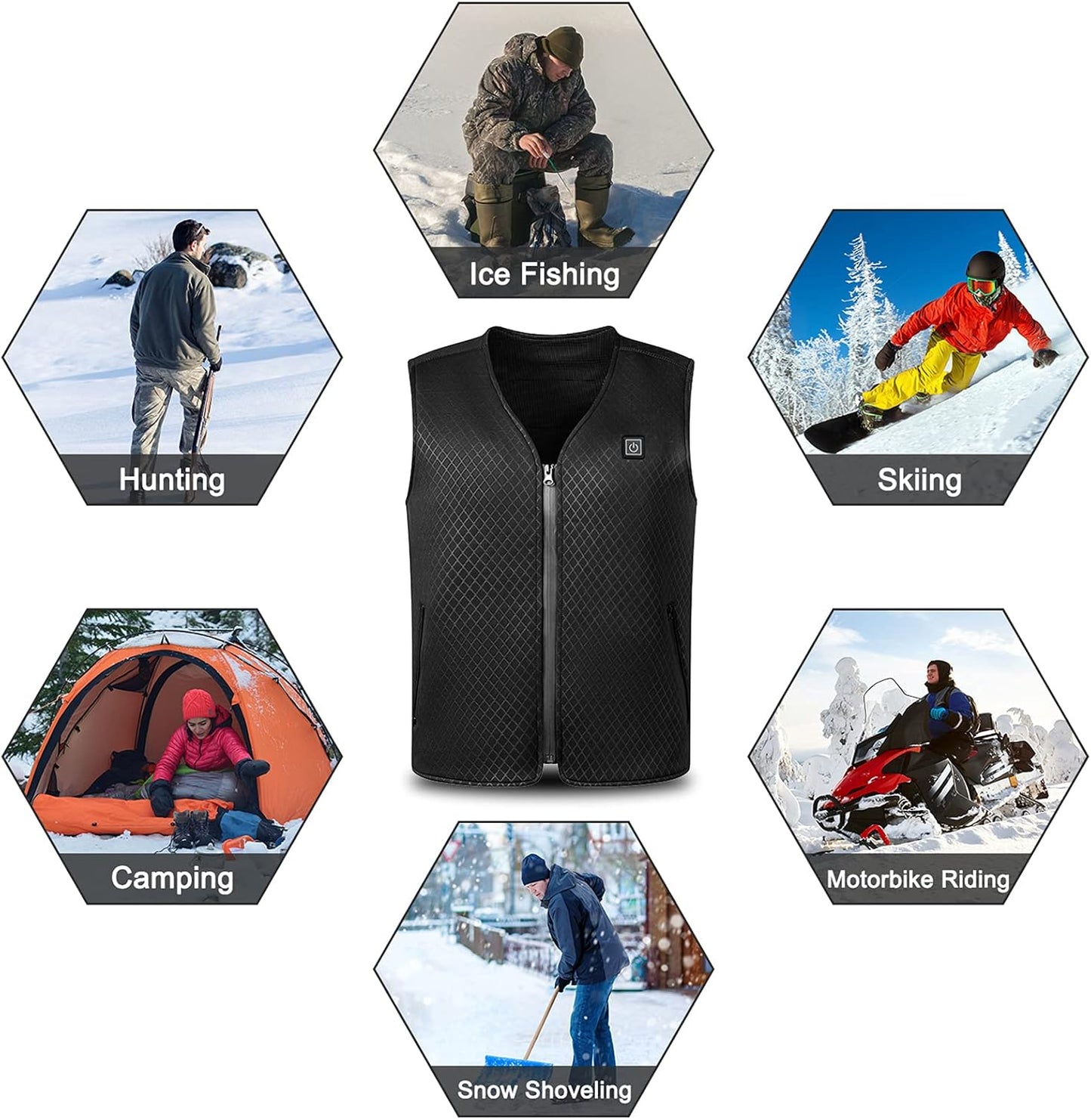 PKSTONE Heated Vest for Men & Women, Upgraded Lightweight Electric Heated Vest for Outdoor Fishing Hunting, Machine Washable