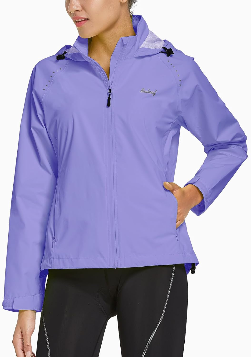 Women'S Rain Jackets Waterproof Windbreaker Packable Running Lightweight Cycling Jacket Reflective Hooded