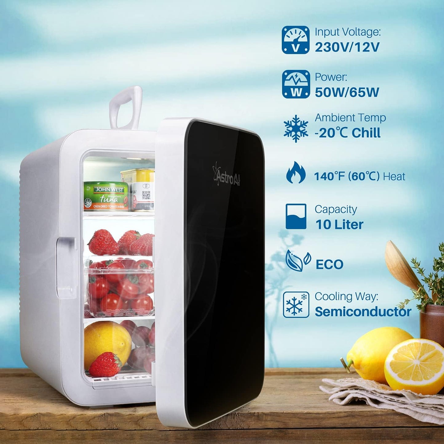Mini Fridge,15 Can 10 Liter Coolers & Refrigerators Mini Cooler Warmer, AC/DC Thermoelectric Skincare Fridge for Beverage, Bedroom,Office,Travel,Etl Listed (Black)