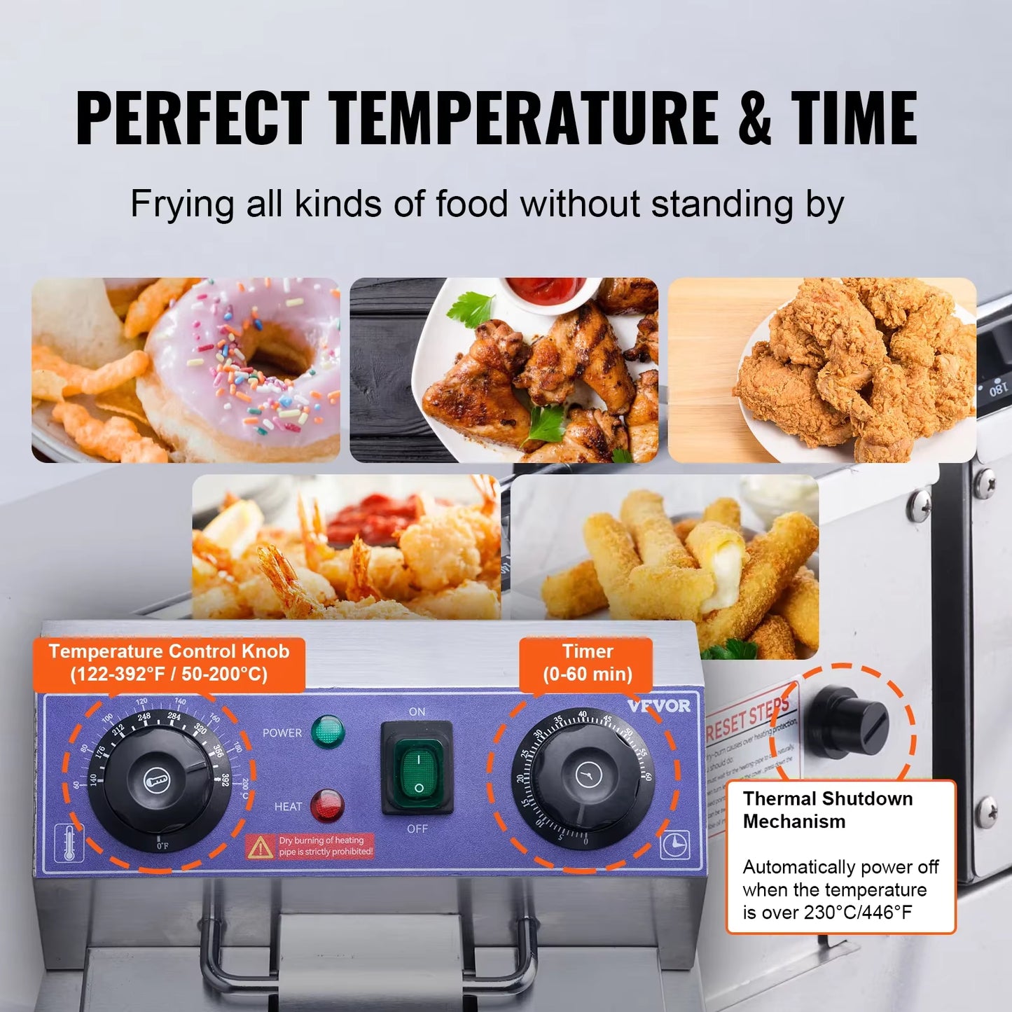 Commercial Electric Deep Fryer W/Dual Tanks 12L Countertop Fryer W/Oil Filter and Timed for Fried Chicken French Frie