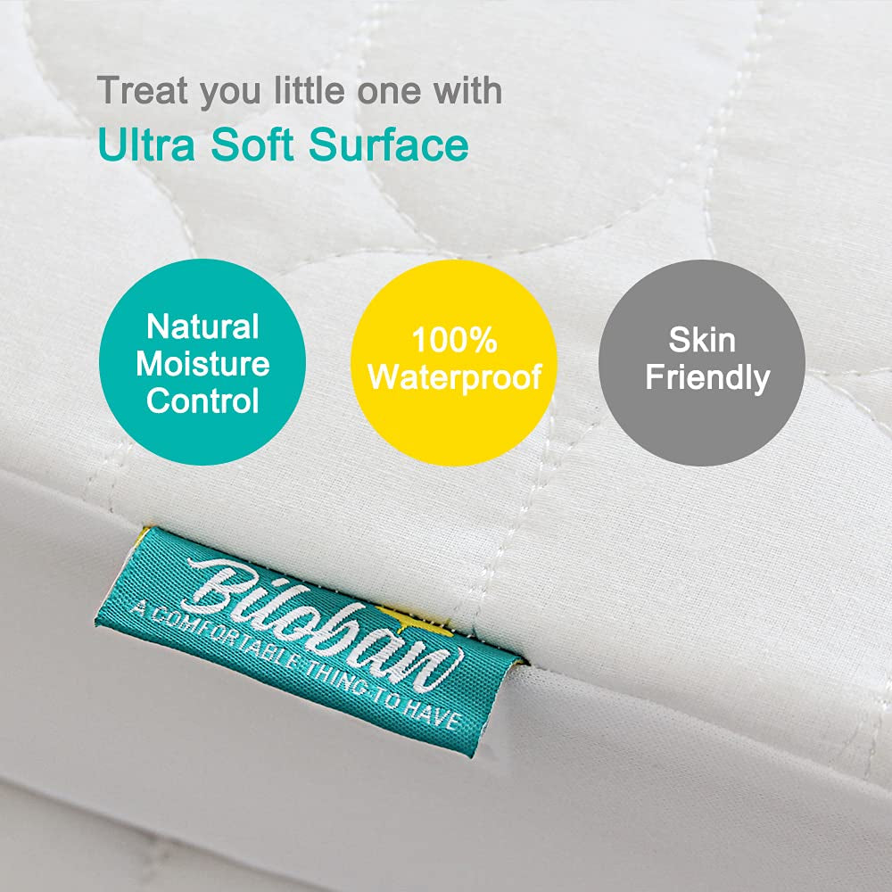 Crib Mattress Protector Pad Waterproof, Toddler Waterproof Crib Mattress Protector Cover, Machine Washable & Dryer Fit Toddler Bed Mattress Protector (Standard Size 52” X 28”), White