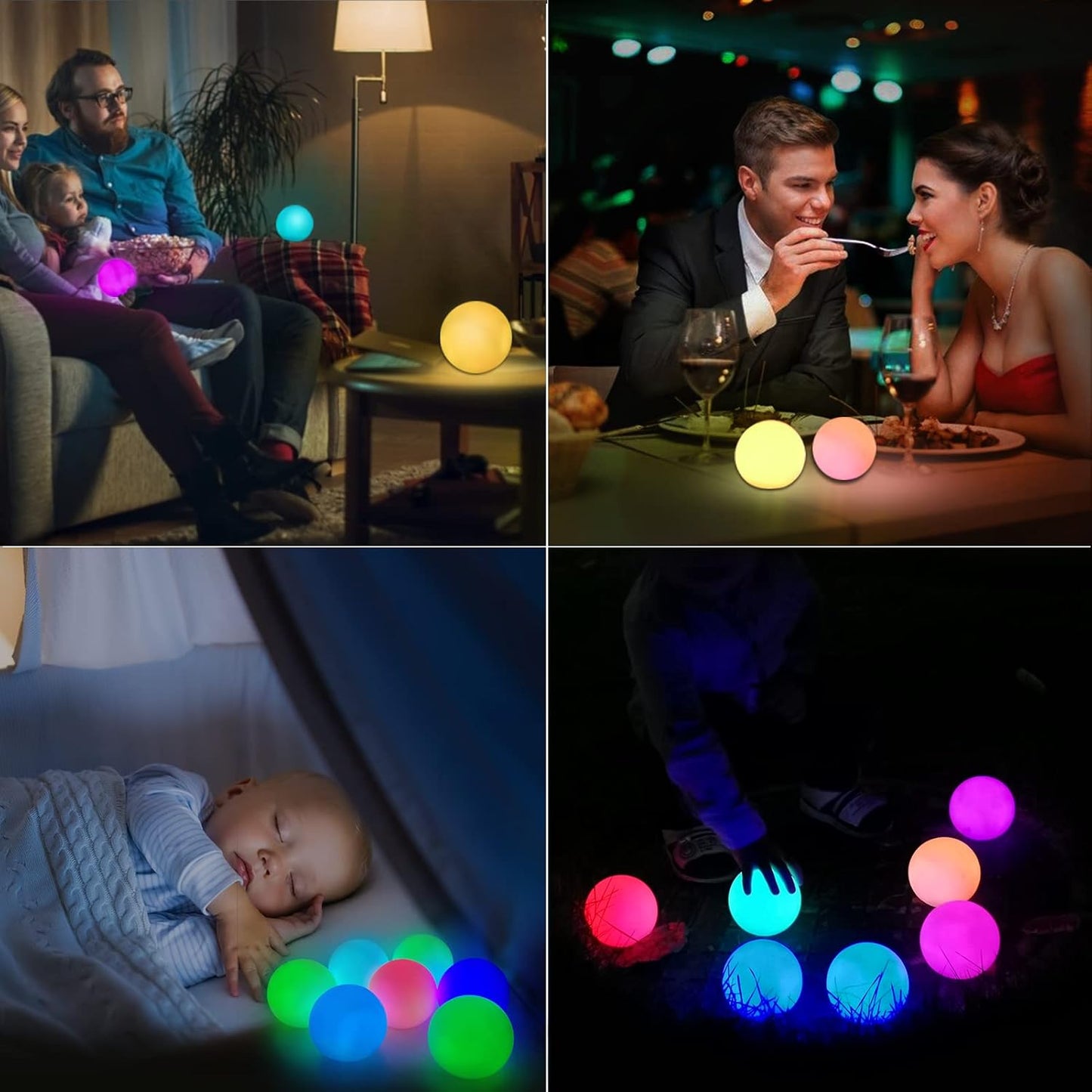 Floating Pool Light, RGB Color Changing Led Pool Glow Ball Lights, IP68 Waterproof Floating Led Pool Light, 3-Inch Pool Lights That Float, Floating Light Balls for Pool Bath Spa Hot Tub Gift (4Pcs)