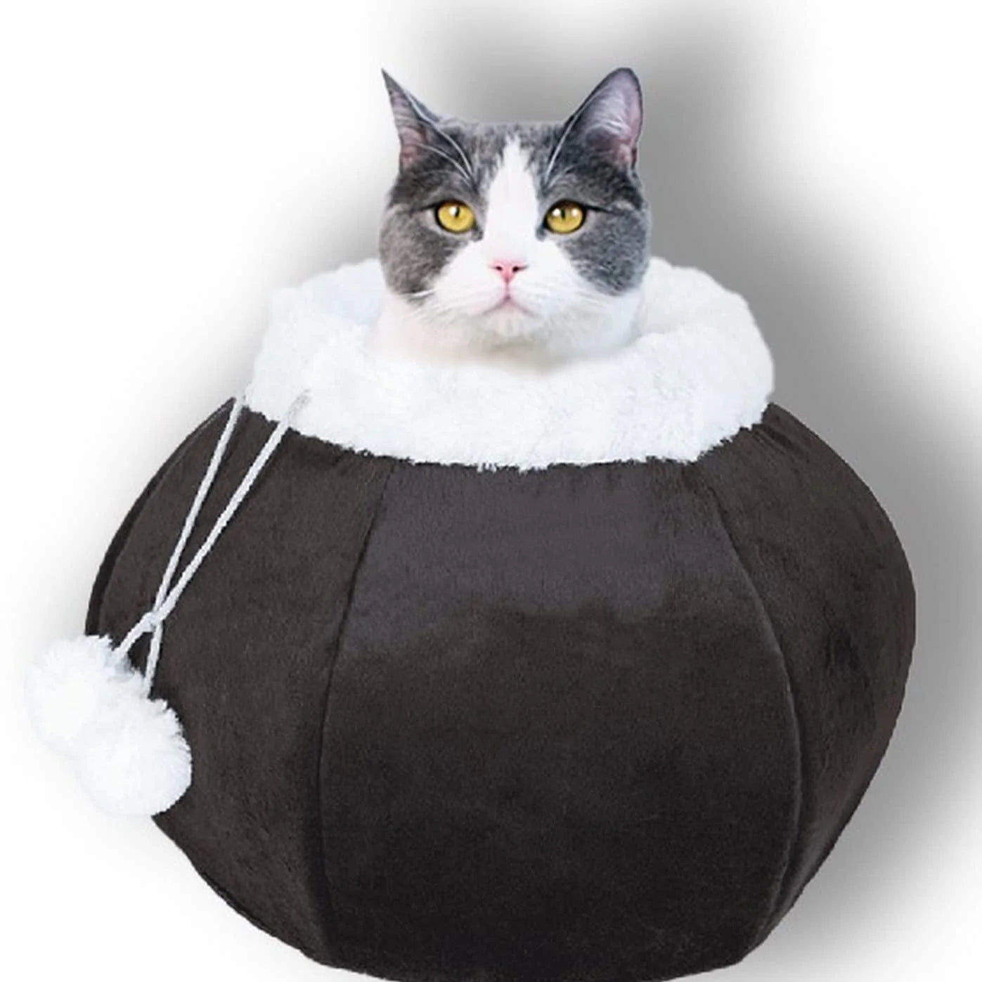Cat Beds for Indoor Cats Plush round Cave Bed Cozy with Removable Pillow Brown
