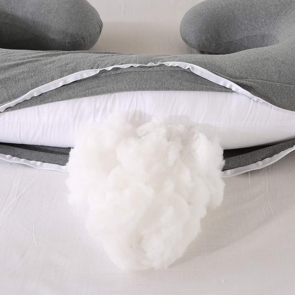 Pregnancy Pillow, C Shaped Full Body Pillow 52", Maternity Pillow Support for Back, Legs, Neck, HIPS for Pregnant Women with Removable Washable Jersey Cover(Darkgrey)