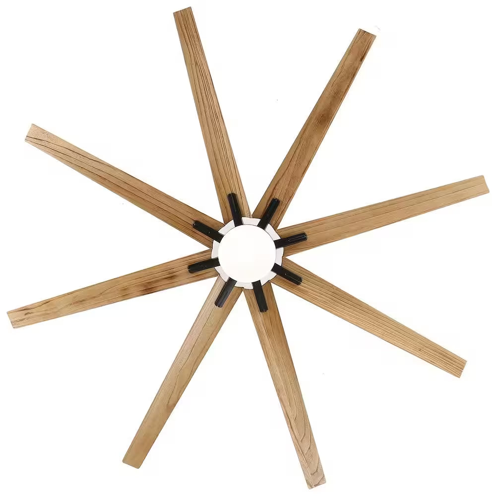 76 In. Indoor/Outdoor Smart Black Ceiling Fan with LED Light Remote 8 Wood Blades Works with Phone