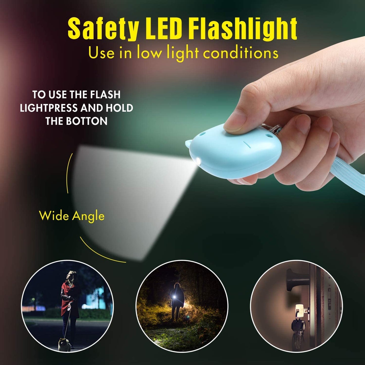 Safe Sound Personal Alarm, 3 Pack 130 Db Loud Siren Song Emergency Self-Defense Security Alarm Keychain with LED Light, Personal Sound Safety Siren for Women, Men, Children, Elderly