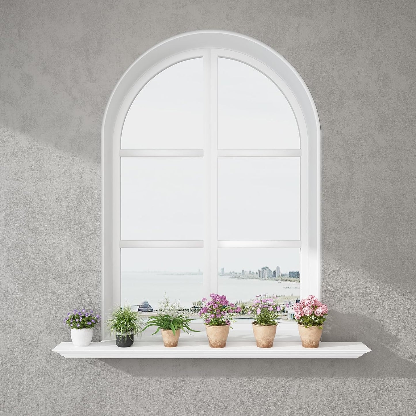 White Finished 48 Inch Pine Wood Fireplace Mantel Shelf Wall Mounted,Corona Crown Molding Floating Wall Picture Ledge Shelves