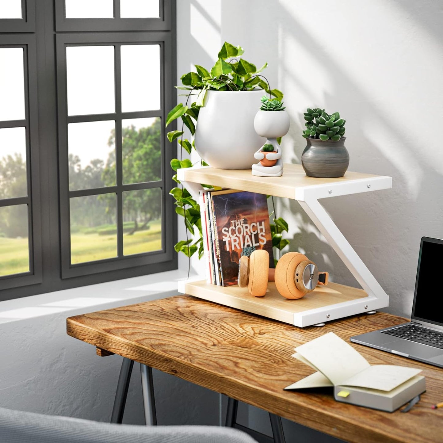 Printer Stand, Desktop Stand for Printer, Printer Stand with Storage, Printer Table Organizer, Printer Shelf W/ 2 Tier Tray & Hardware & Steel