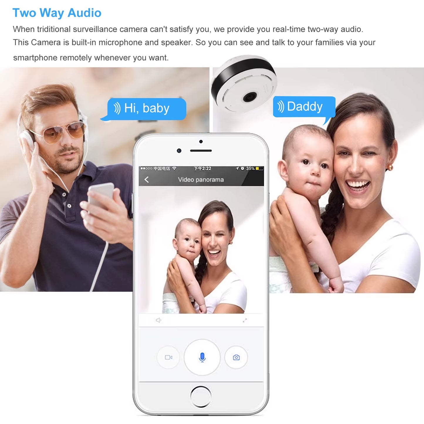 V380 360 Degree Wifi Panoramic Cameras Security Protection Fisheye IP 3MP Smart Home Night Vision CCTV Surveillance Cameras