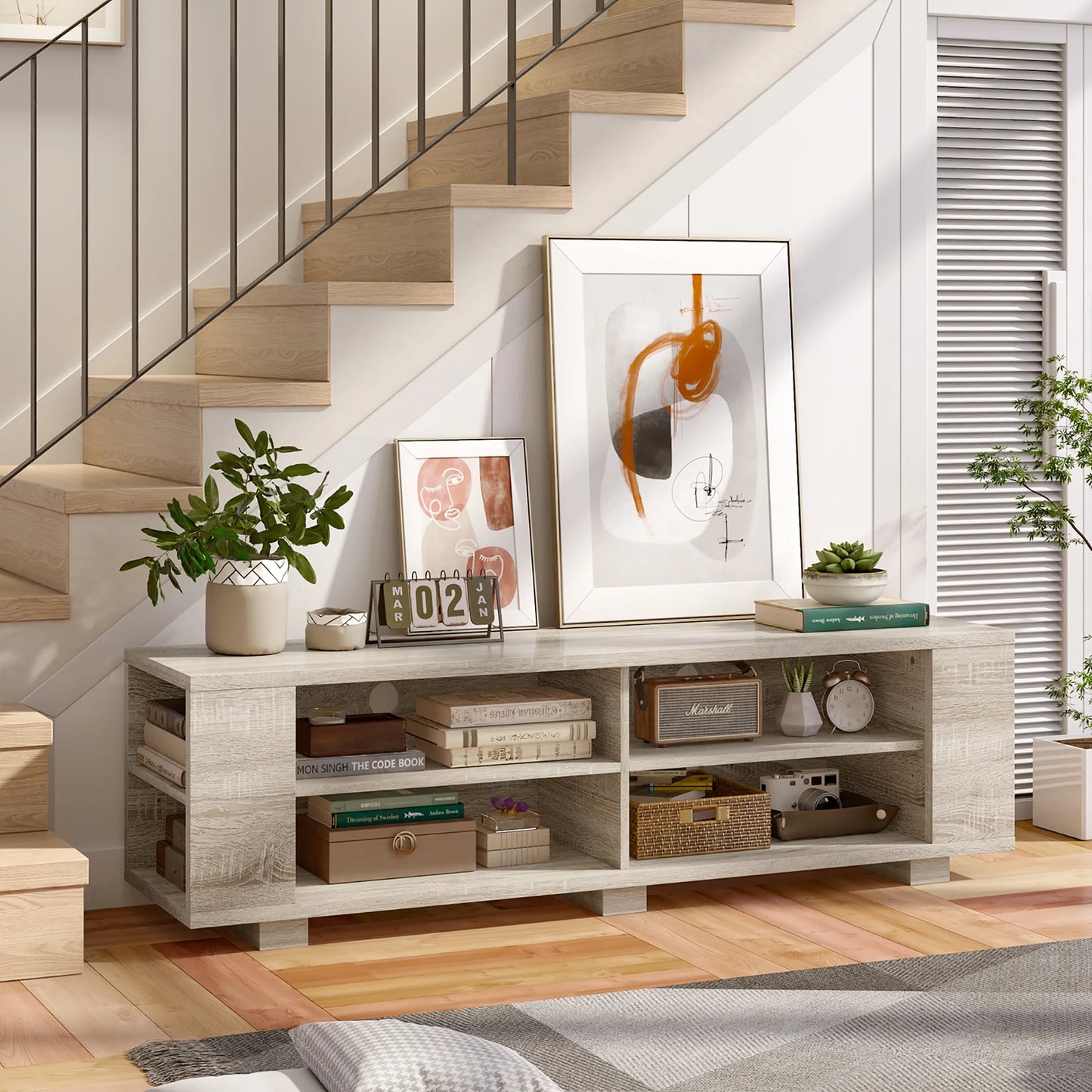 TV Stand Entertainment Media Center Console for Tv'S up to 65'' W/Storage Shelves