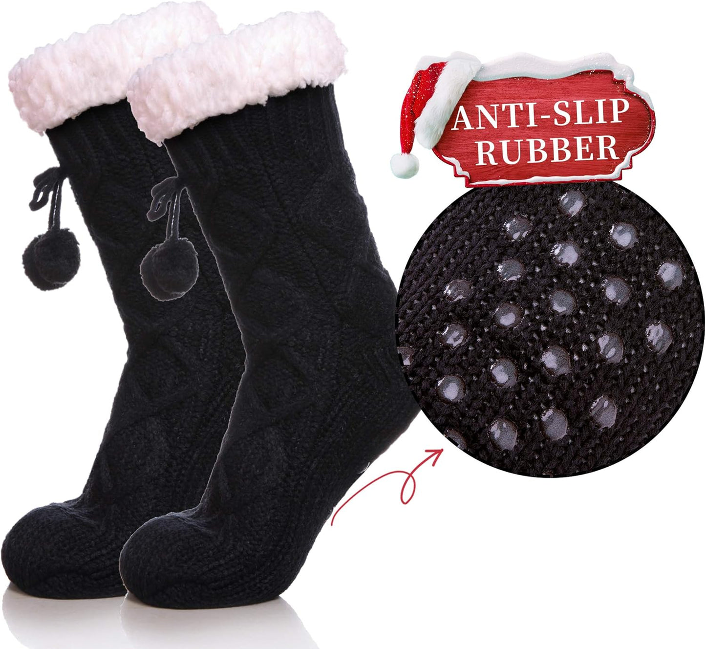 Womens Non Slip Slipper Socks Winter Warm Soft Cozy Fuzzy Fleece-Lined Grippers Home Socks