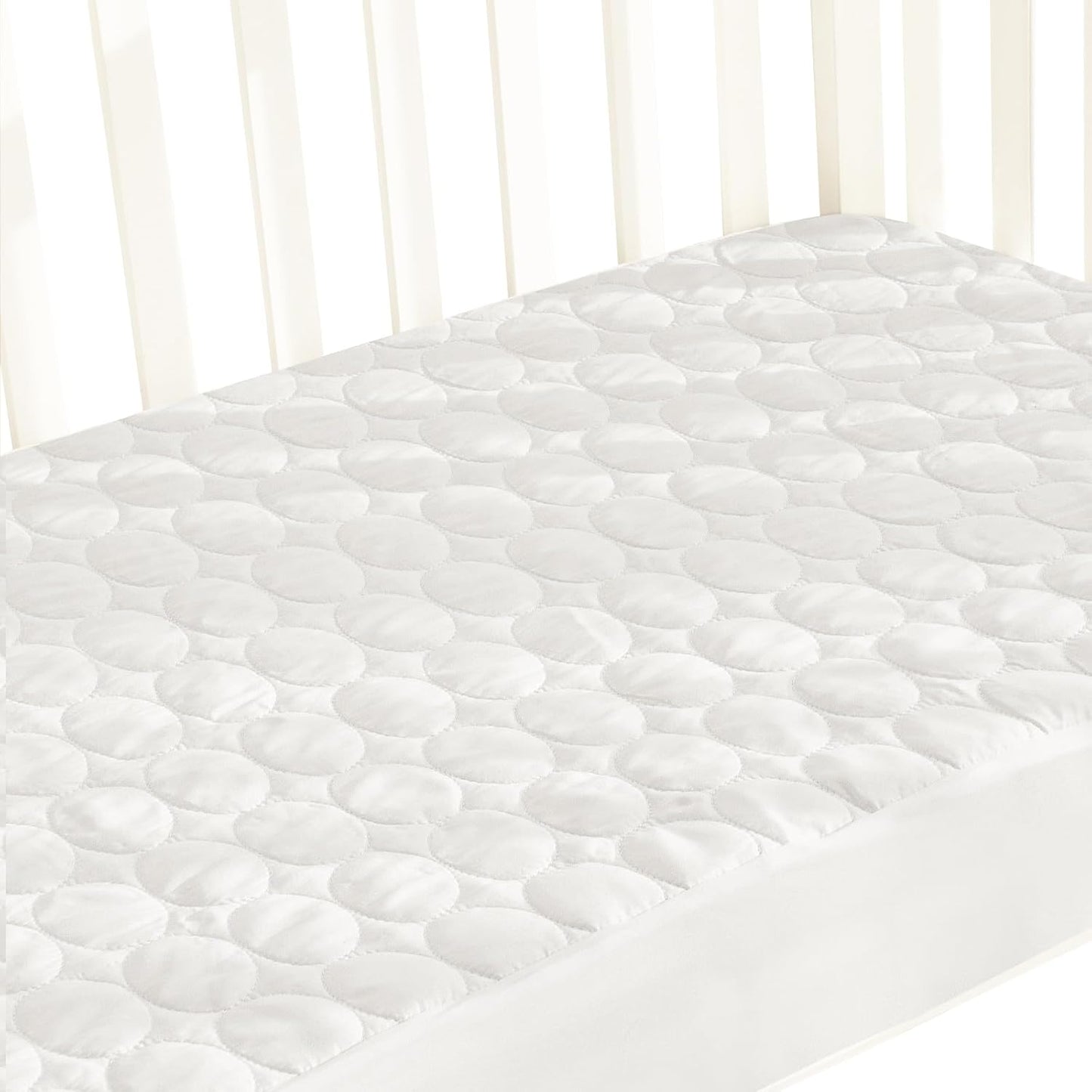 Crib Mattress Protector Pad Waterproof, Toddler Waterproof Crib Mattress Protector Cover, Machine Washable & Dryer Fit Toddler Bed Mattress Protector (Standard Size 52” X 28”), White
