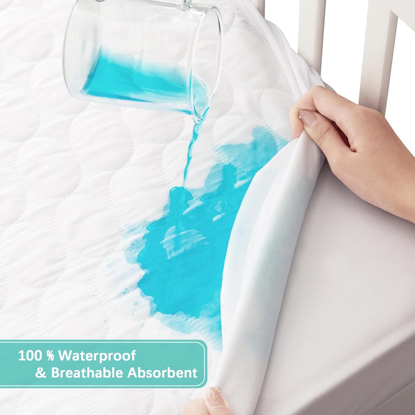 Crib Mattress Protector Pad Waterproof, Toddler Waterproof Crib Mattress Protector Cover, Machine Washable & Dryer Fit Toddler Bed Mattress Protector (Standard Size 52” X 28”), White