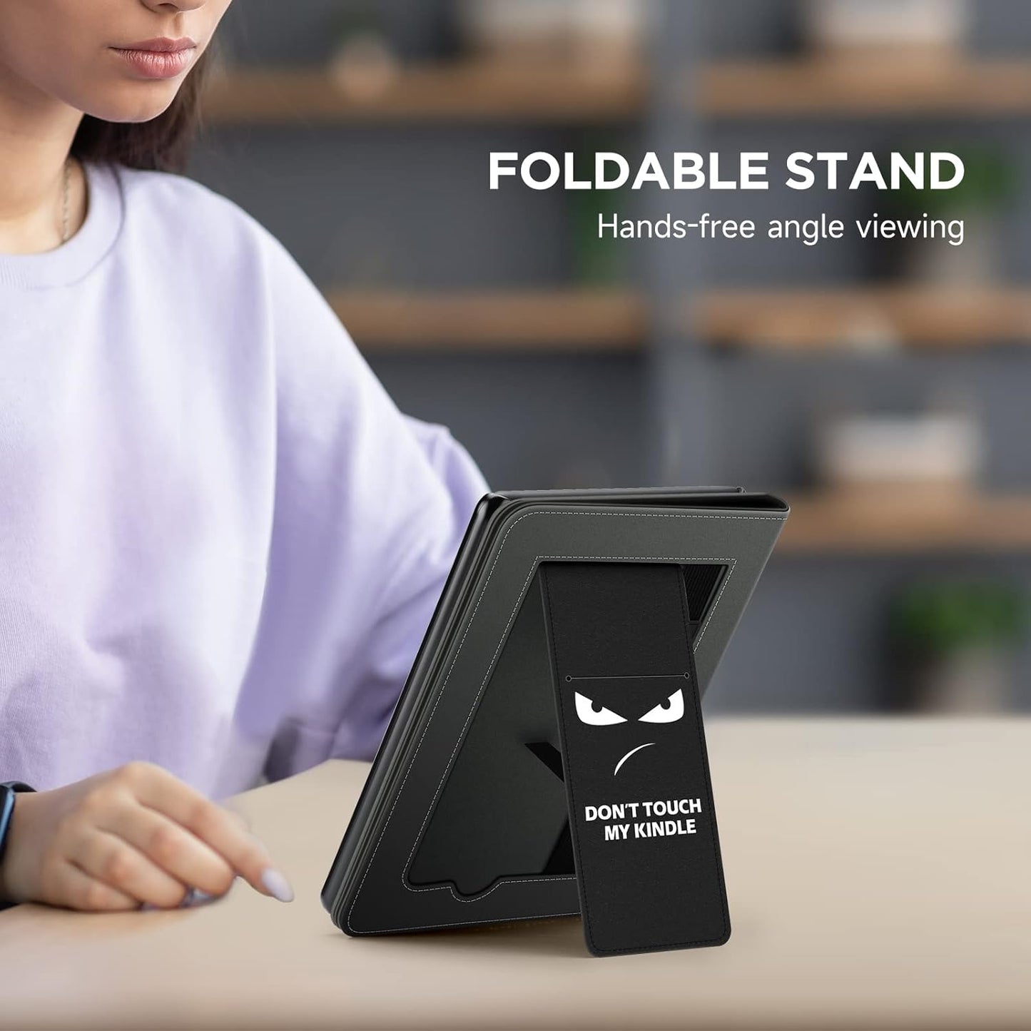 Stand Case for 6.8" Kindle Paperwhite 11Th Generation 2021 and Kindle Paperwhite Signature Edition, Premium PU Leather Cover with Auto Wake/Sleep, Angry Expression