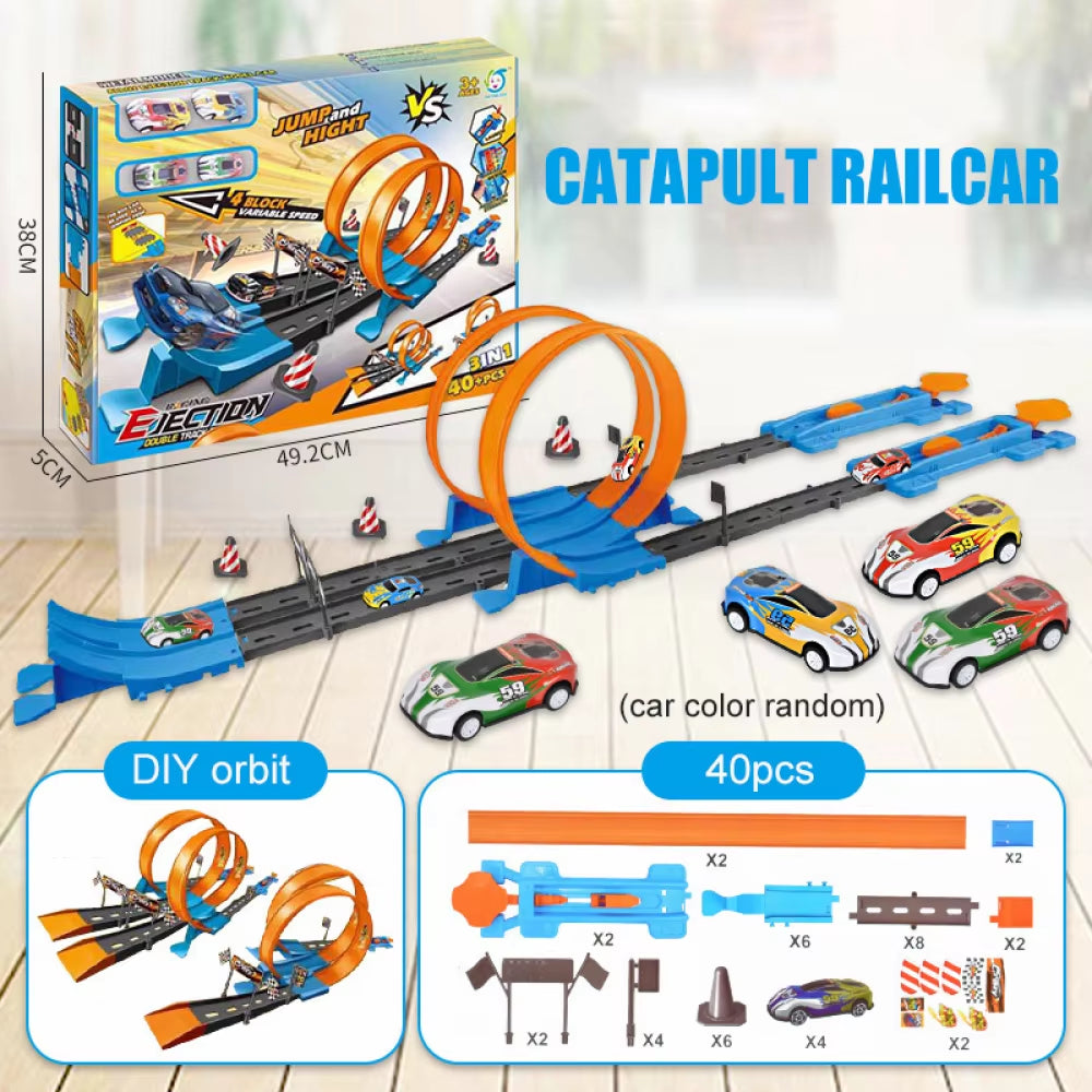 Stunt Speed Double Car Wheels Model Toys for Kids Racing Track Diy Assembled Rail Kits Educational Interactive Boy Children Toy