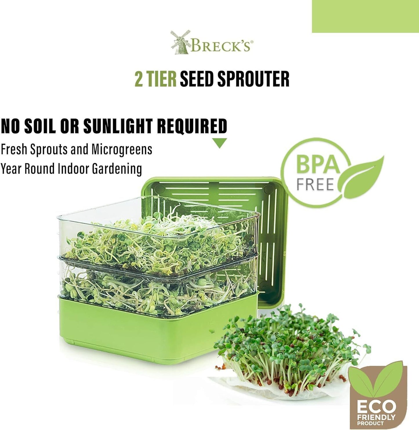 Seed Sprouter Kit Two Tier Stackable Seedling Starter Tray with Lid Microgreens