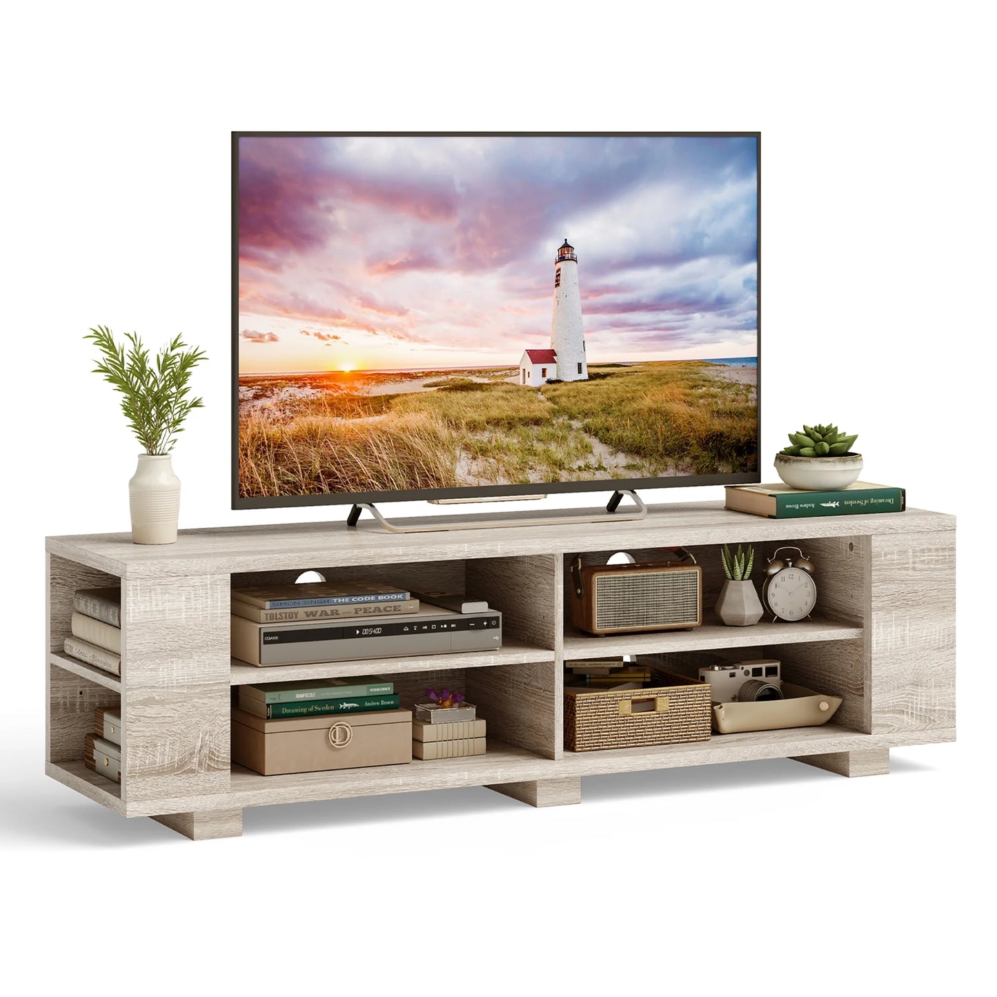TV Stand Entertainment Media Center Console for Tv'S up to 65'' W/Storage Shelves