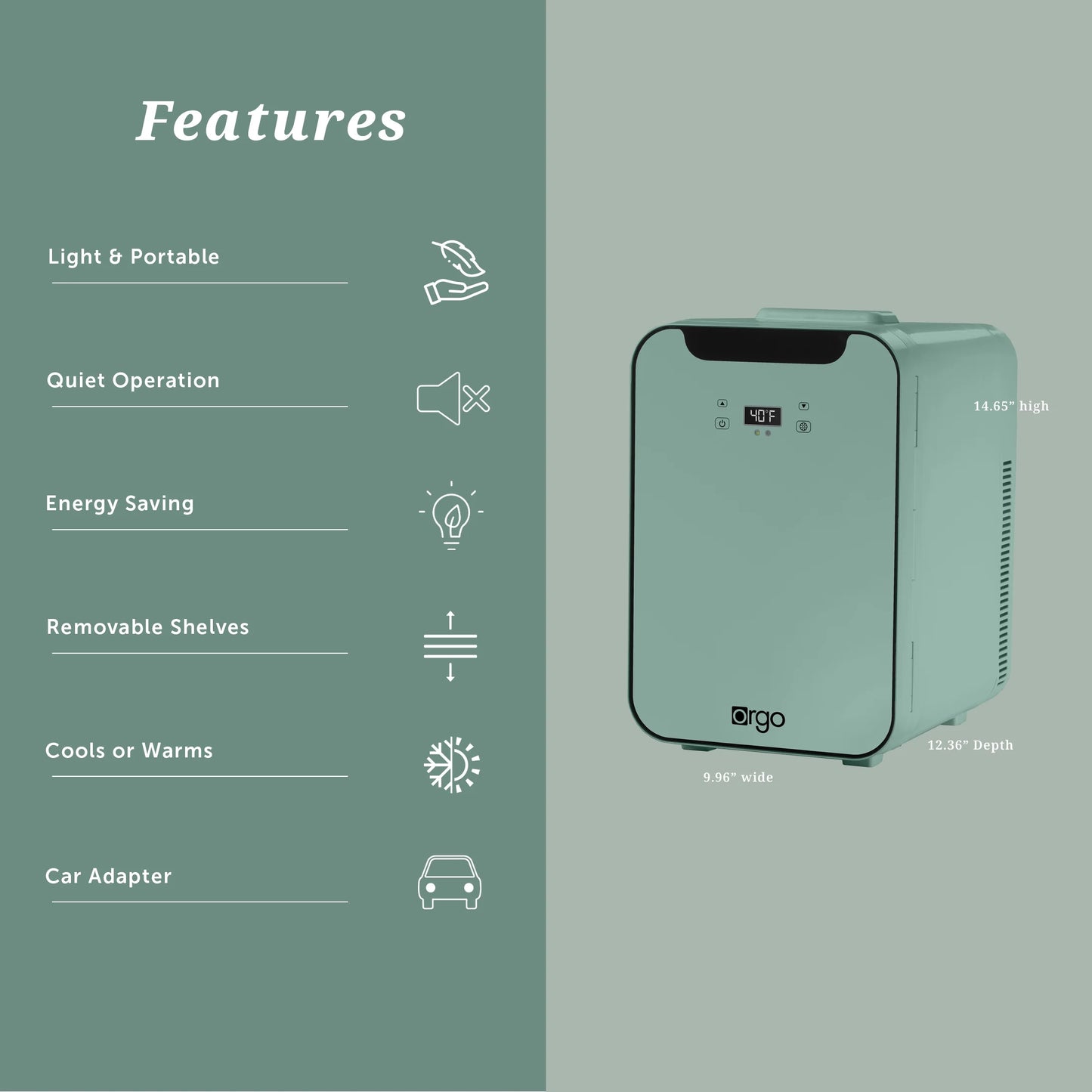 - the Artic – 18 Can Personal Cooler Portable Mini Refrigerator, Sage