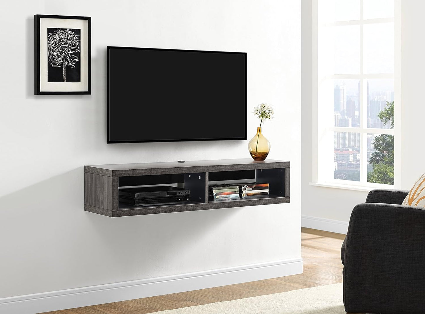 Floating TV Console, 48", Skyline Walnut