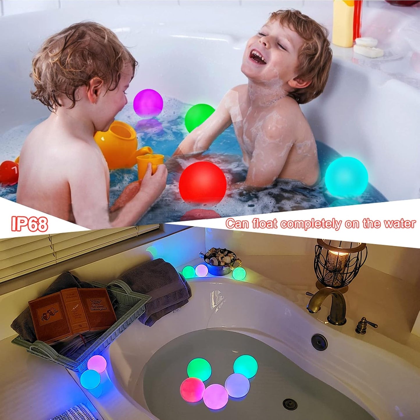 Floating Pool Light, RGB Color Changing Led Pool Glow Ball Lights, IP68 Waterproof Floating Led Pool Light, 3-Inch Pool Lights That Float, Floating Light Balls for Pool Bath Spa Hot Tub Gift (4Pcs)