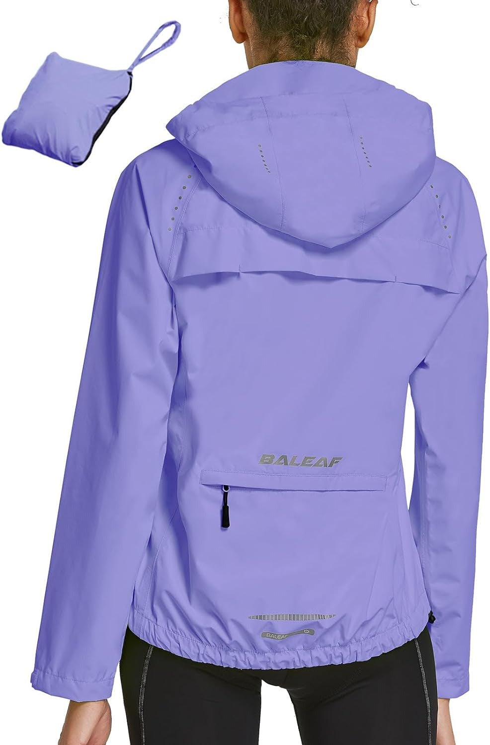 Women'S Rain Jackets Waterproof Windbreaker Packable Running Lightweight Cycling Jacket Reflective Hooded