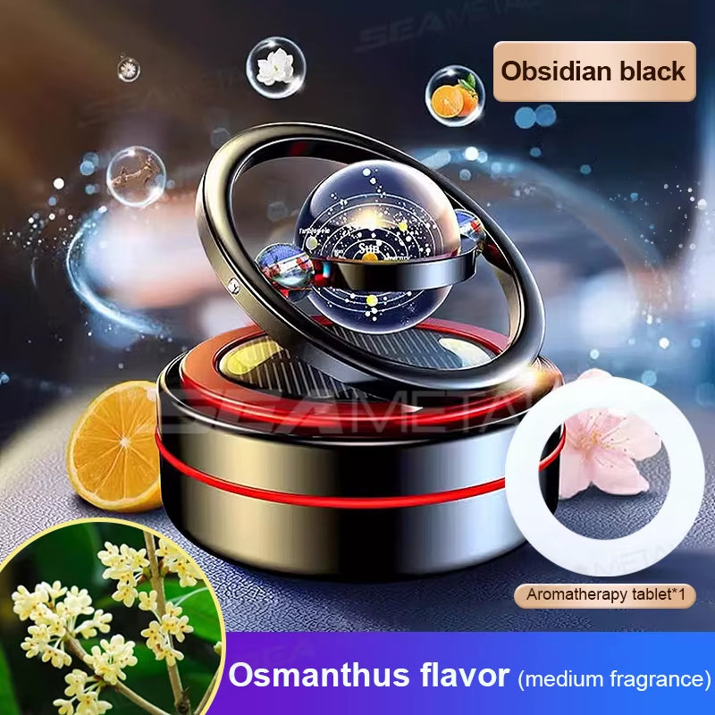 Solar Car Air Freshener Dashboard Fragrance Automatic Rotation Galactic Planets Essential Oil Diffuser Auto Ornaments