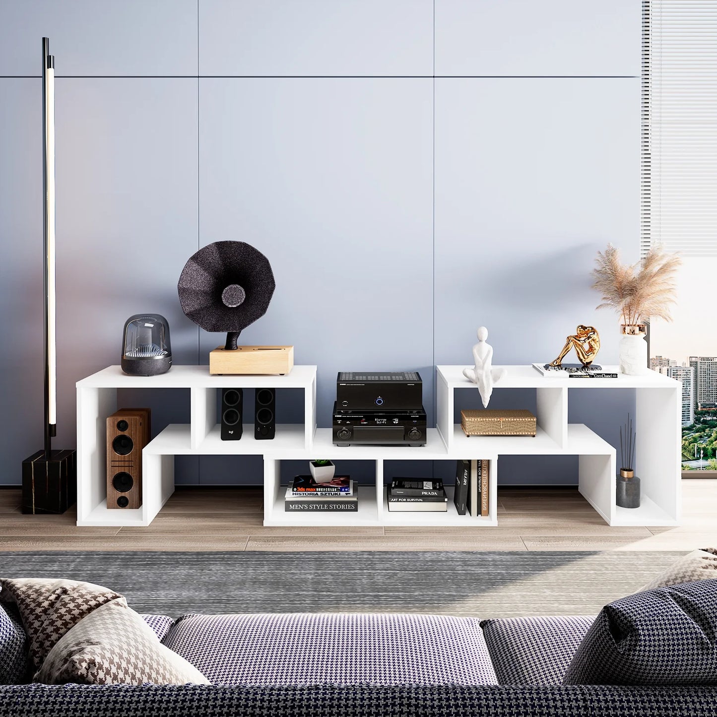 3 Pcs TV Stand for Tv'S up to 65" Console Entertainment Center Bookcase Shelves White