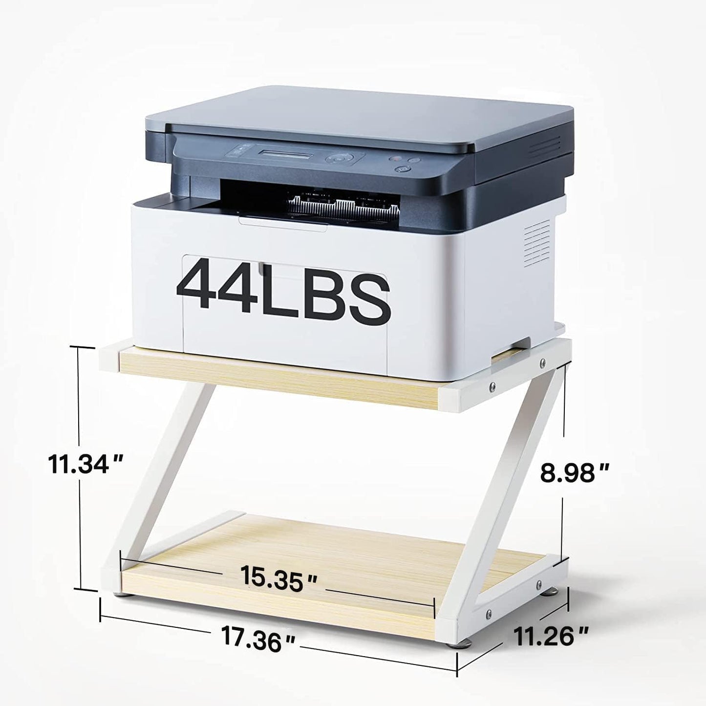 Printer Stand, Desktop Stand for Printer, Printer Stand with Storage, Printer Table Organizer, Printer Shelf W/ 2 Tier Tray & Hardware & Steel