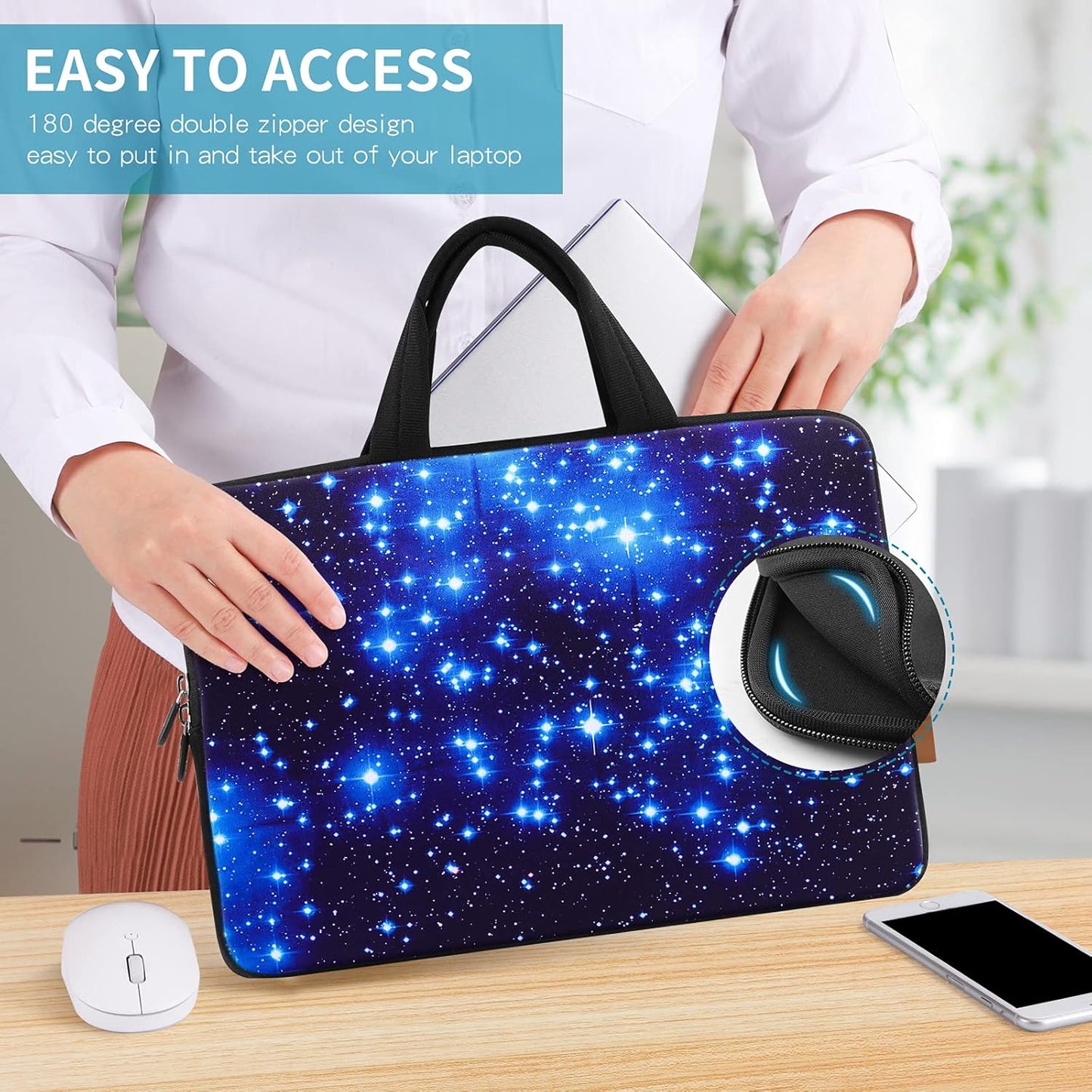 Starry Ultra-Portable Neoprene Carrying Protective Case Sleeve Briefcase Pouch Bag Tote with Handle Fits 11.6 12 12.1 12.2 Inch Netbook/Laptop (IHB12-003)