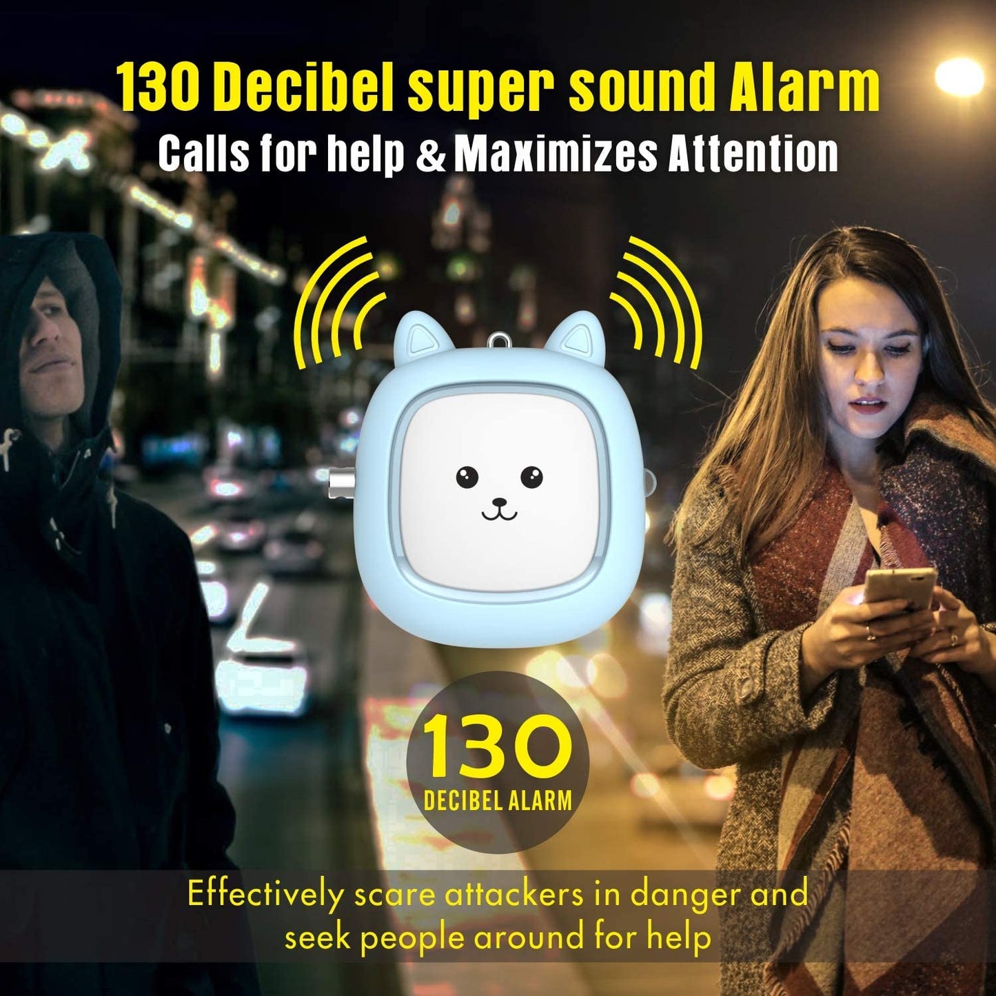 Safe Sound Personal Alarm, 3 Pack 130 Db Loud Siren Song Emergency Self-Defense Security Alarm Keychain with LED Light, Personal Sound Safety Siren for Women, Men, Children, Elderly