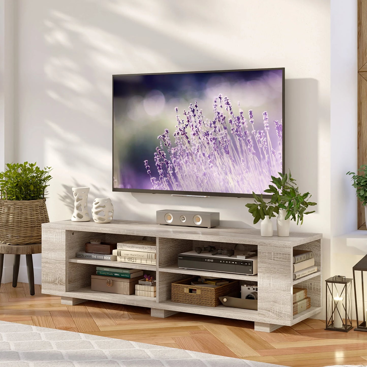 TV Stand Entertainment Media Center Console for Tv'S up to 65'' W/Storage Shelves