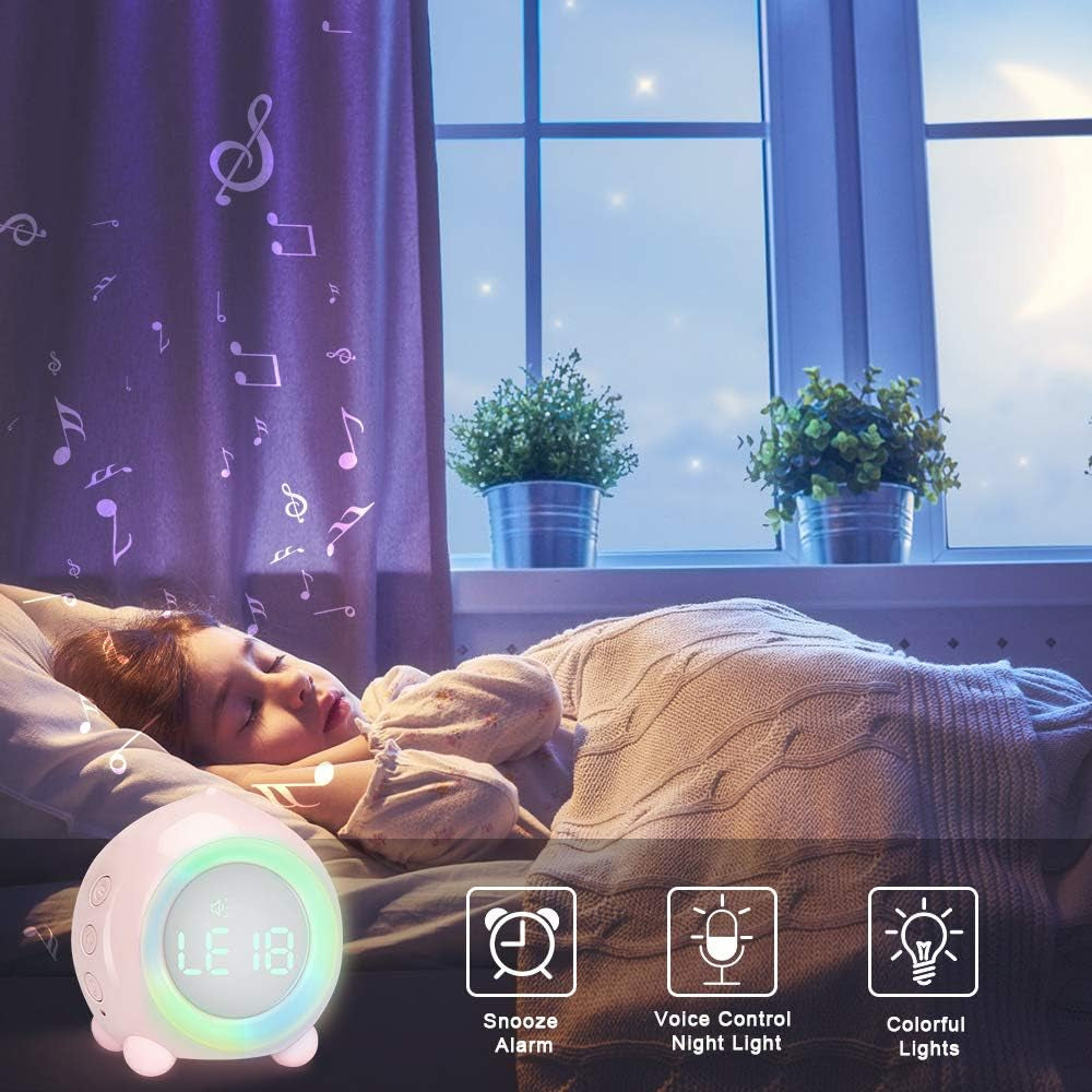 Digital Alarm Clock, LED Bedside Clock Dual Alarm Clock with Night Light, Alarm Clock for Kids, Small Alarm Clock for Home Bedroom Travel, USB Powered, Cute Peach Deisgn (Pink)