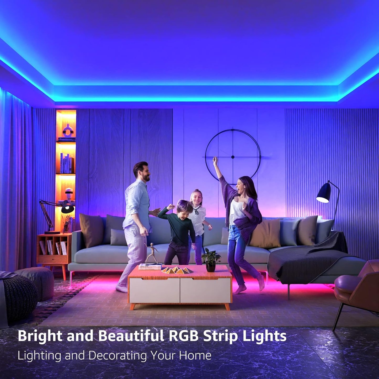 D Strip Lights, RGB 5050 D Strips with Remote Controlr, Color Changing Tape Light with 12V Power Supply for Room, Bedroom, TV, Kitchen, Desk
