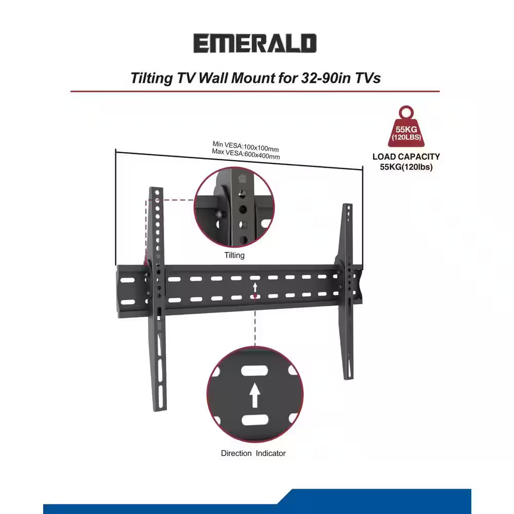 Tilt TV Wall Mount for 32 In. - 90 In. Tvs (9361)