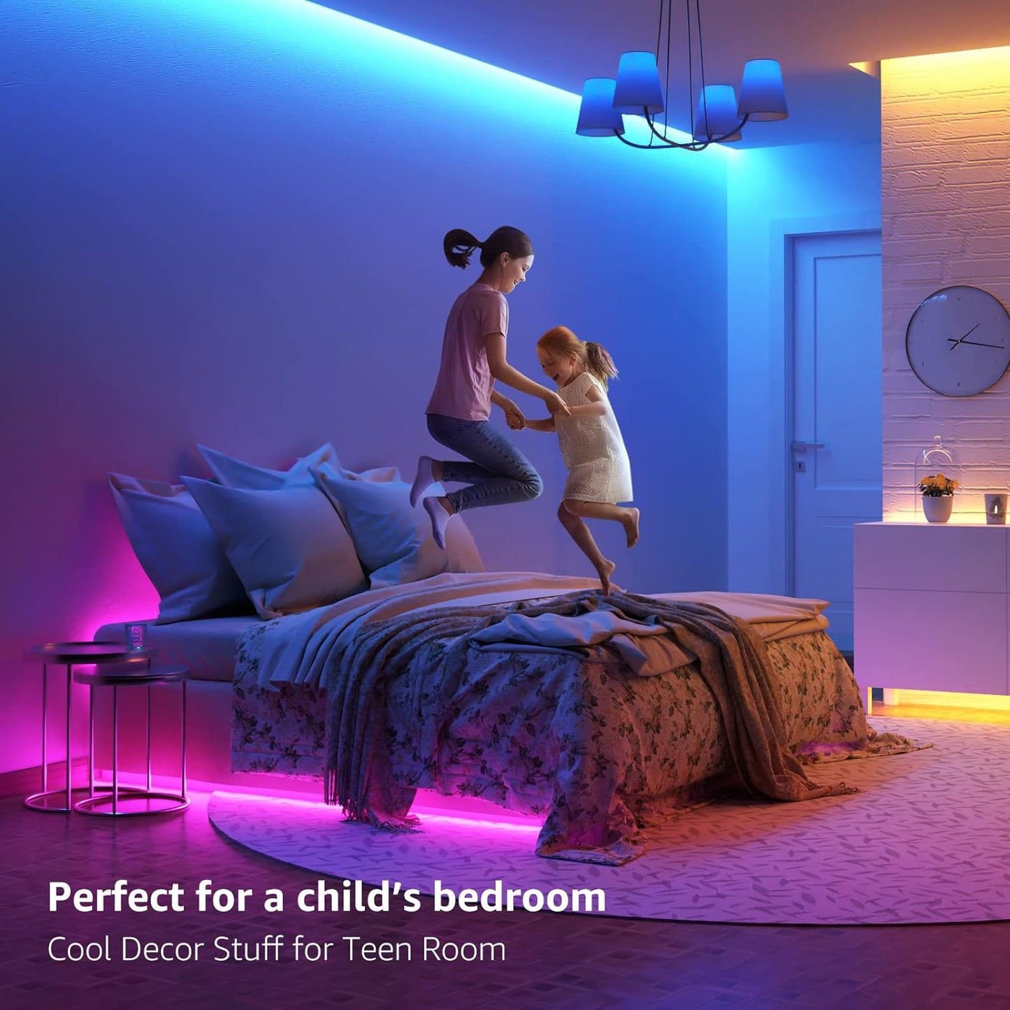 D Strip Lights, RGB 5050 D Strips with Remote Controlr, Color Changing Tape Light with 12V Power Supply for Room, Bedroom, TV, Kitchen, Desk