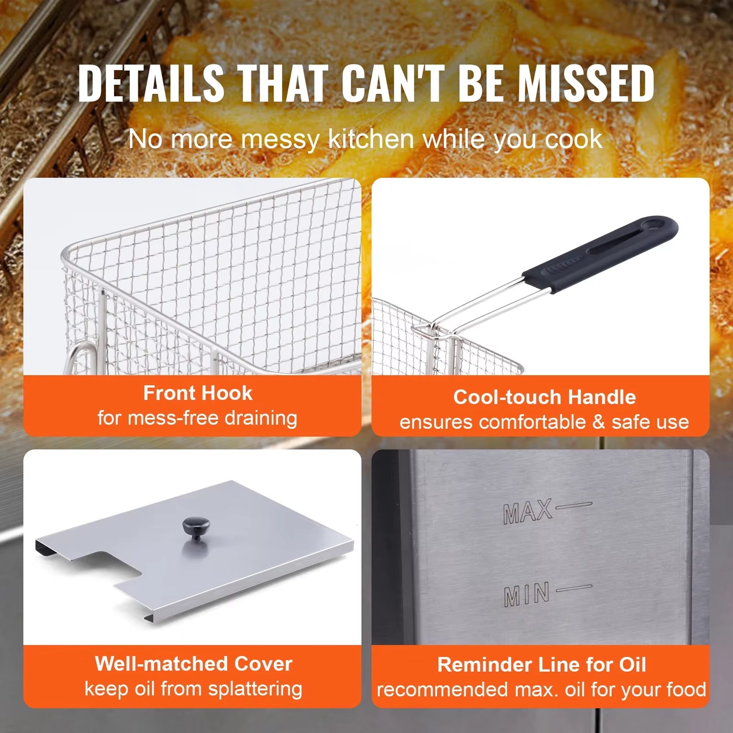 Commercial Electric Deep Fryer W/Dual Tanks 12L Countertop Fryer W/Oil Filter and Timed for Fried Chicken French Frie