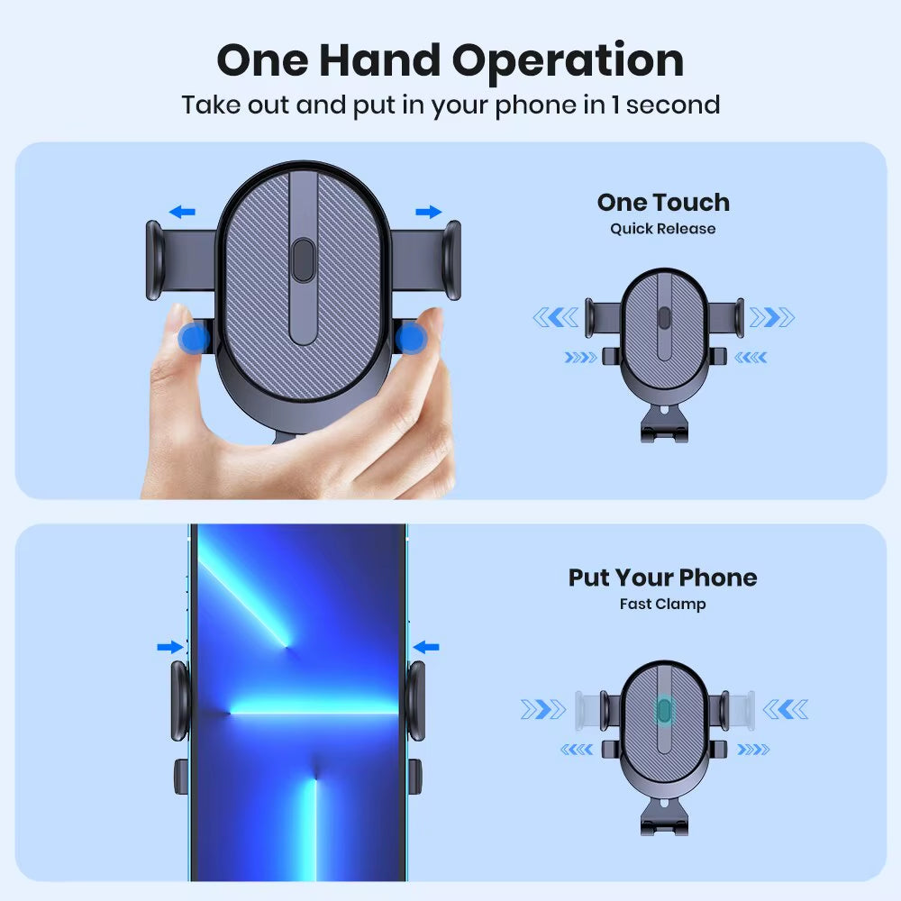 TOPK Car Phone Holder Mount 2023 Upgrade Auto Locking Phone Holder with Hook Clip for Car Air Vent for Iphone Samsung