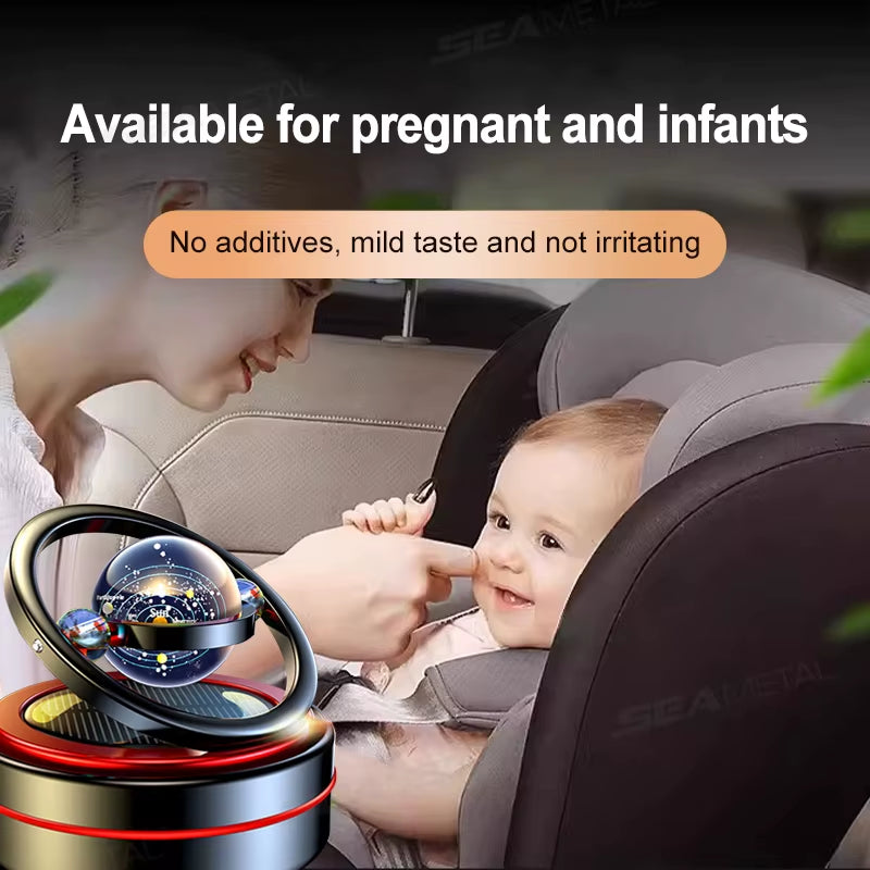 Solar Car Air Freshener Dashboard Fragrance Automatic Rotation Galactic Planets Essential Oil Diffuser Auto Ornaments