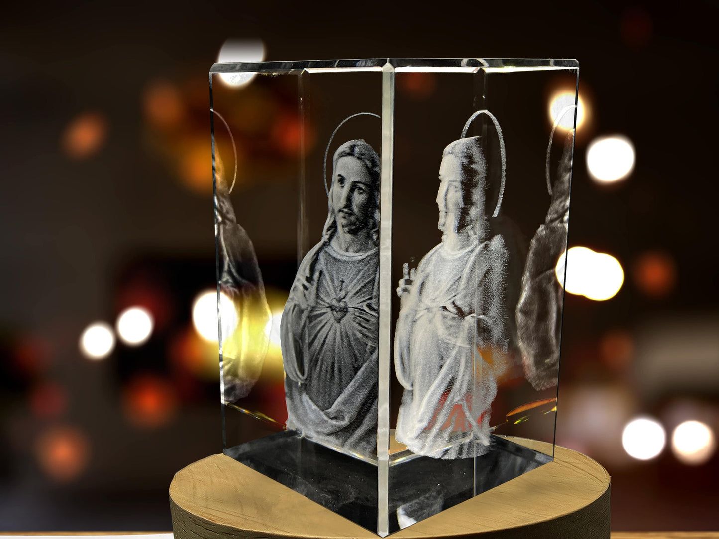 3D Crystal Home Decor Jesus Figurine Statue with LED Light