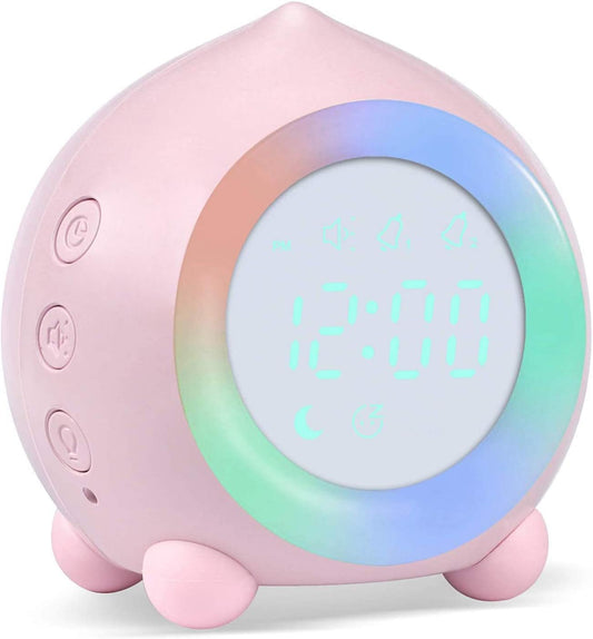 Digital Alarm Clock, LED Bedside Clock Dual Alarm Clock with Night Light, Alarm Clock for Kids, Small Alarm Clock for Home Bedroom Travel, USB Powered, Cute Peach Deisgn (Pink)