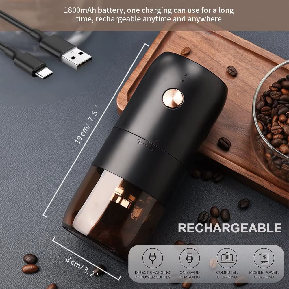 Autostop Coffee Grinder Charged Professional Stronger Adjustable SUS Core Grinding Machine Portable Vacation Travel Cafe Grinder