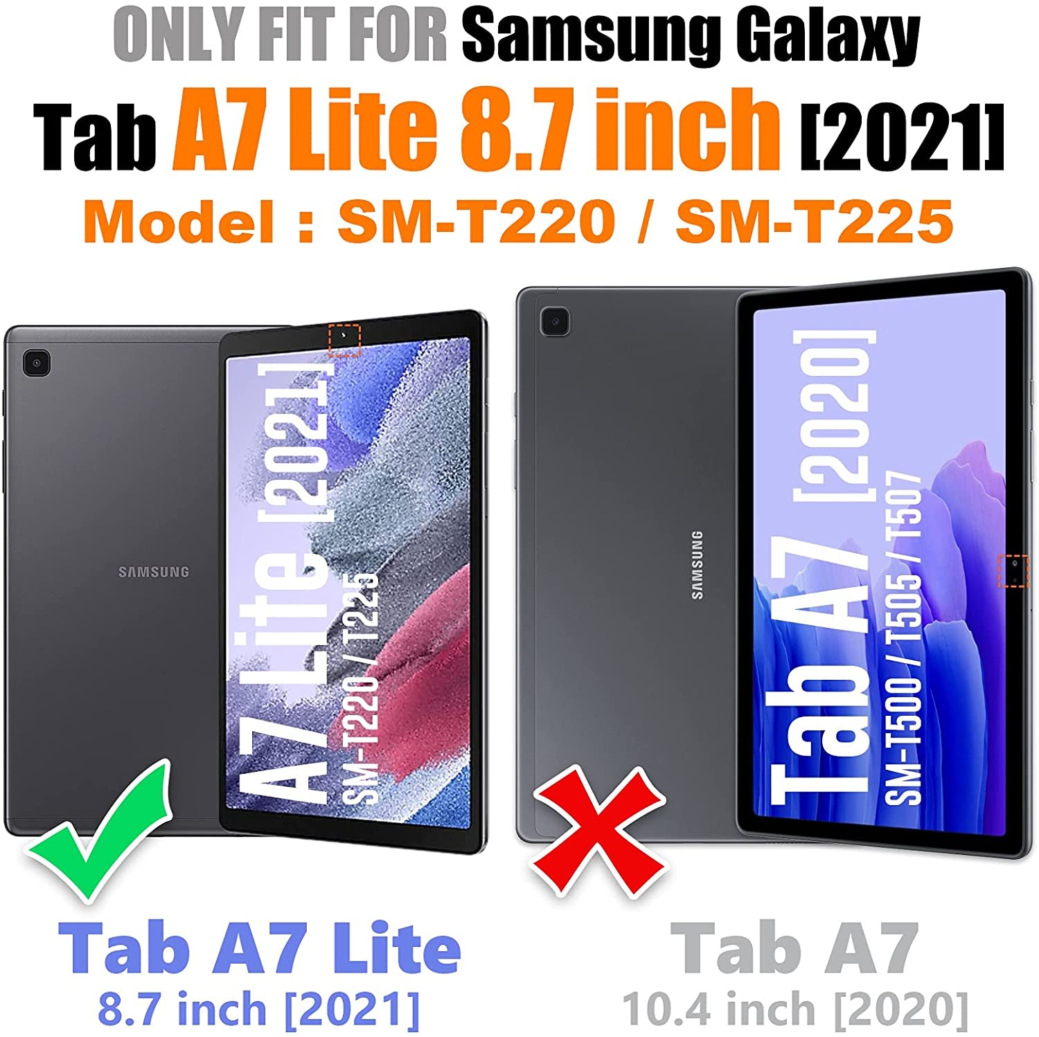 Case for Samsung Galaxy Tab A7 Lite 8.7'' with Screen Protector Pencil Holder [360 Rotating Hand Strap] &Stand, Drop-Proof Case for Samsung A7 Lite 2021 SM-T220/T225/T227, Green/Black