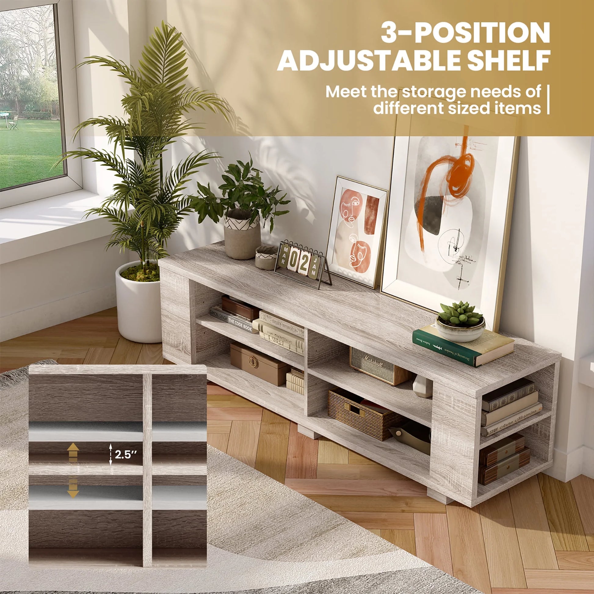 TV Stand Entertainment Media Center Console for Tv'S up to 65'' W/Storage Shelves