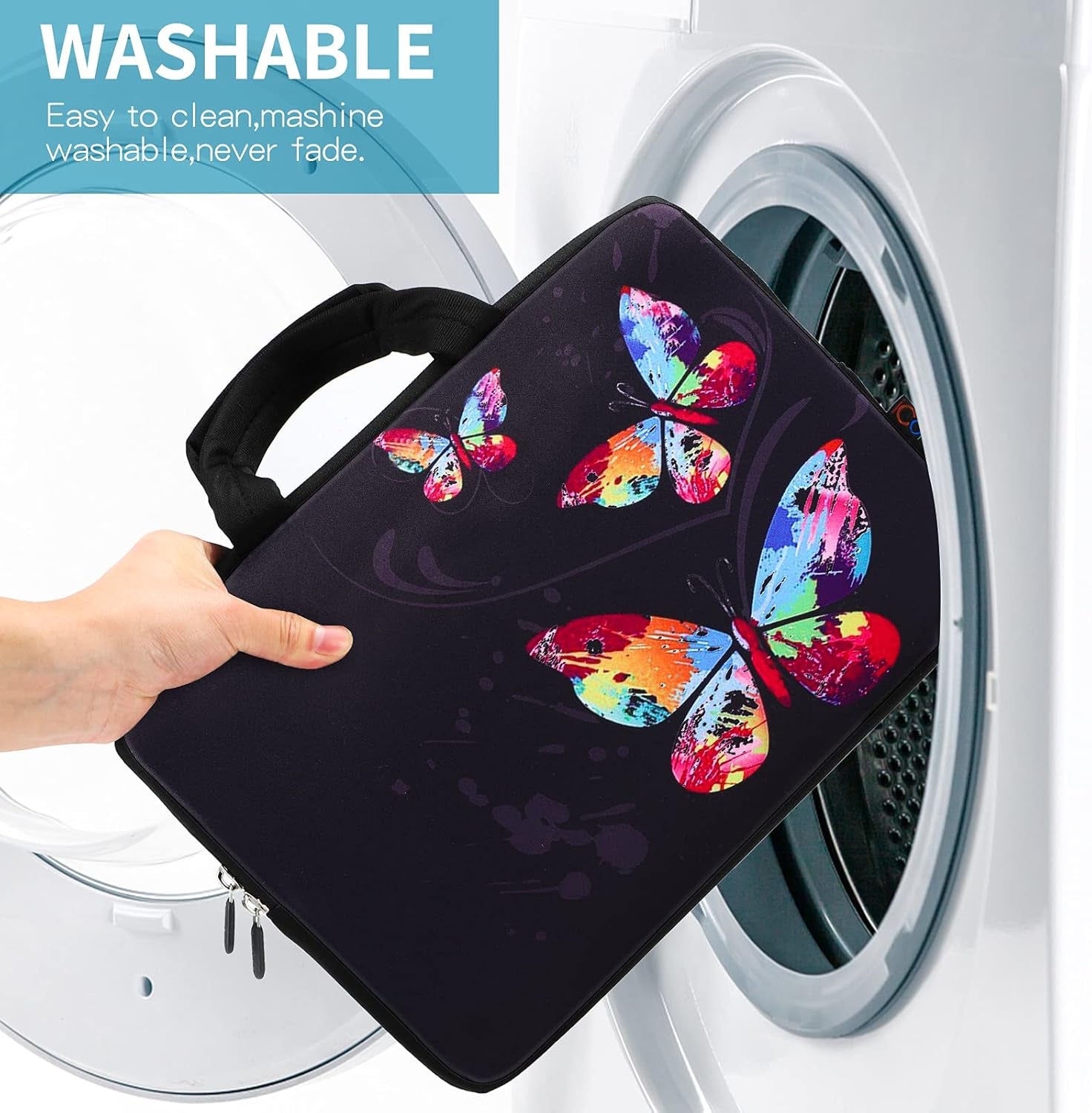 14.5 15 15.4 15.6 Inch Laptop Bag Sleeve Carrying Case with Handle - Portable Chromebook/Ultrabook/Notebook/Netbook Case Pouch - Computer Protective Cover Travel Briefcase, Butterflies