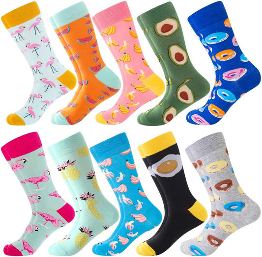 Fun Socks, Cool Cute Food Graphic Animal Novelty Crazy Funny Crew Dress Socks for Men