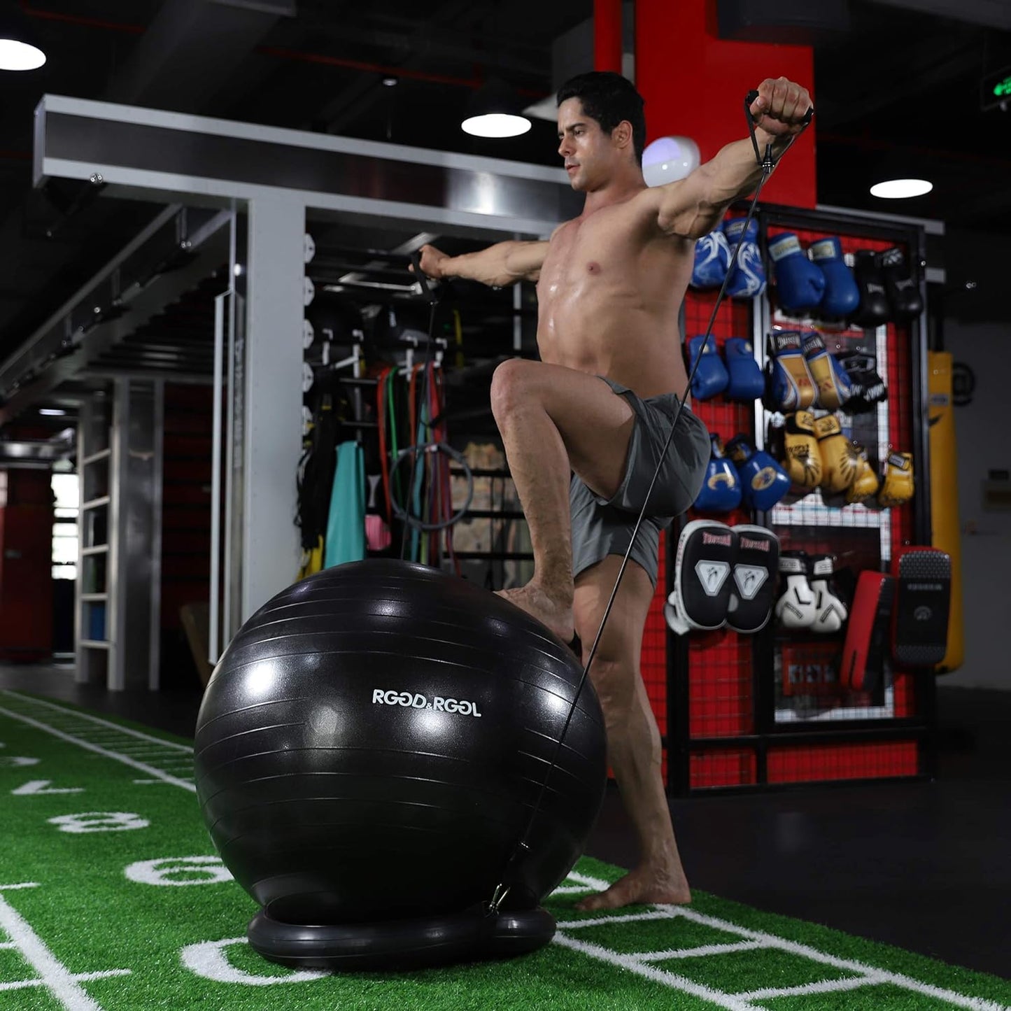 Yoga Ball Chair, Exercise Ball with Leak-Proof Design, Stability Ring&2 Adjustable Resistance Bands for Any Fitness Level, 1.5 Times Thicker Swiss Ball for Home&Gym&Office&Pregnancy (65 Cm)