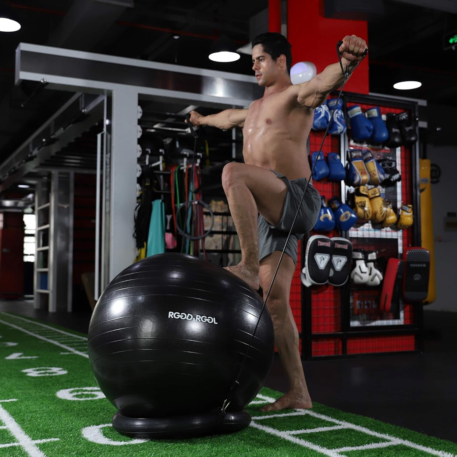 Yoga Ball Chair, Exercise Ball with Leak-Proof Design, Stability Ring&2 Adjustable Resistance Bands for Any Fitness Level, 1.5 Times Thicker Swiss Ball for Home&Gym&Office&Pregnancy (65 Cm)